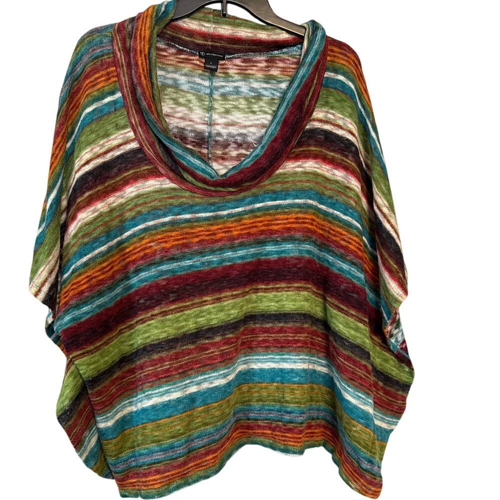 New Directions Sz L Open Arm Cowl Neck Poncho Sweater